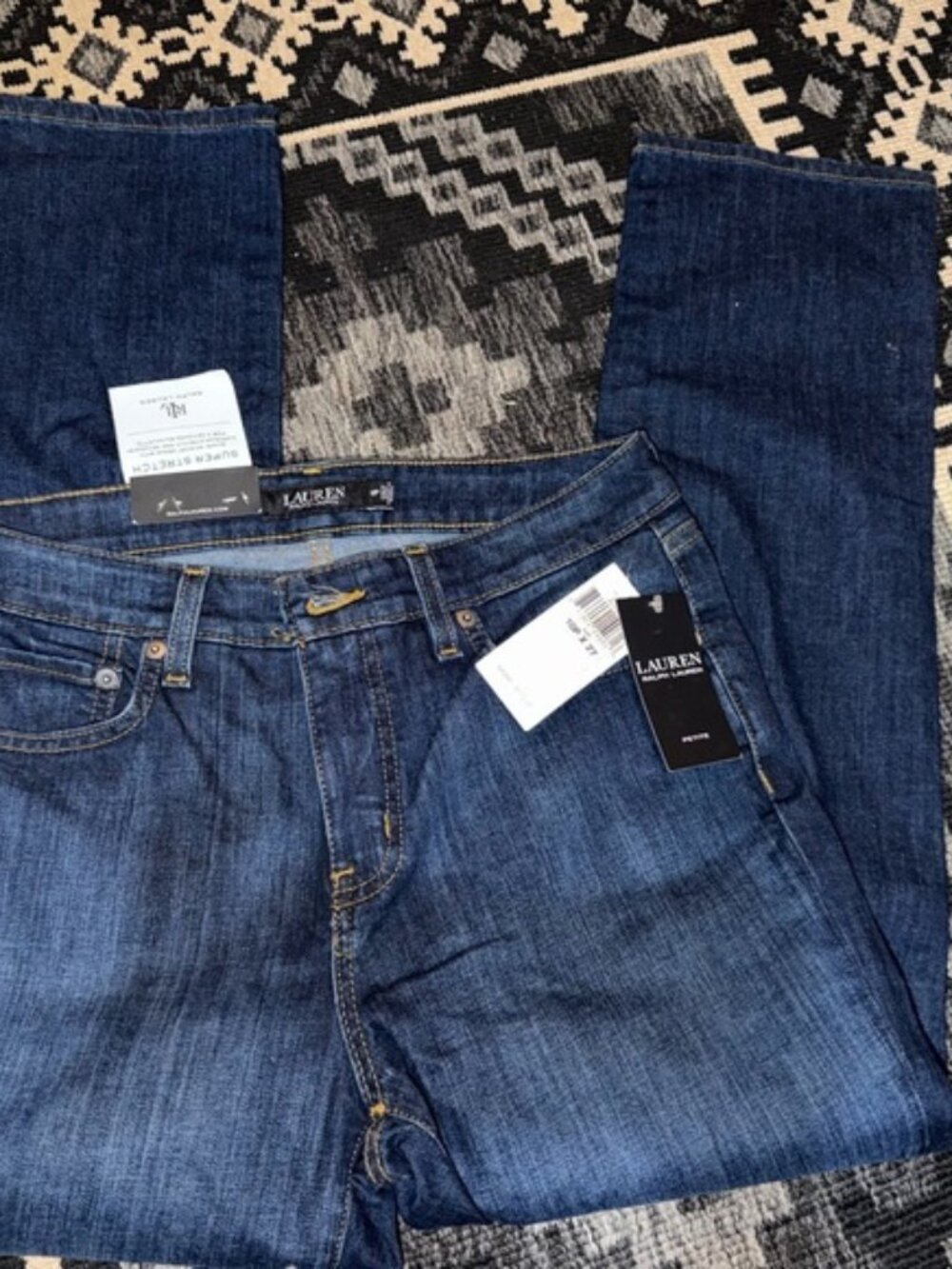 Lauren Ralph Women’s Dark Blue Mis rise Straight-Leg Jeans